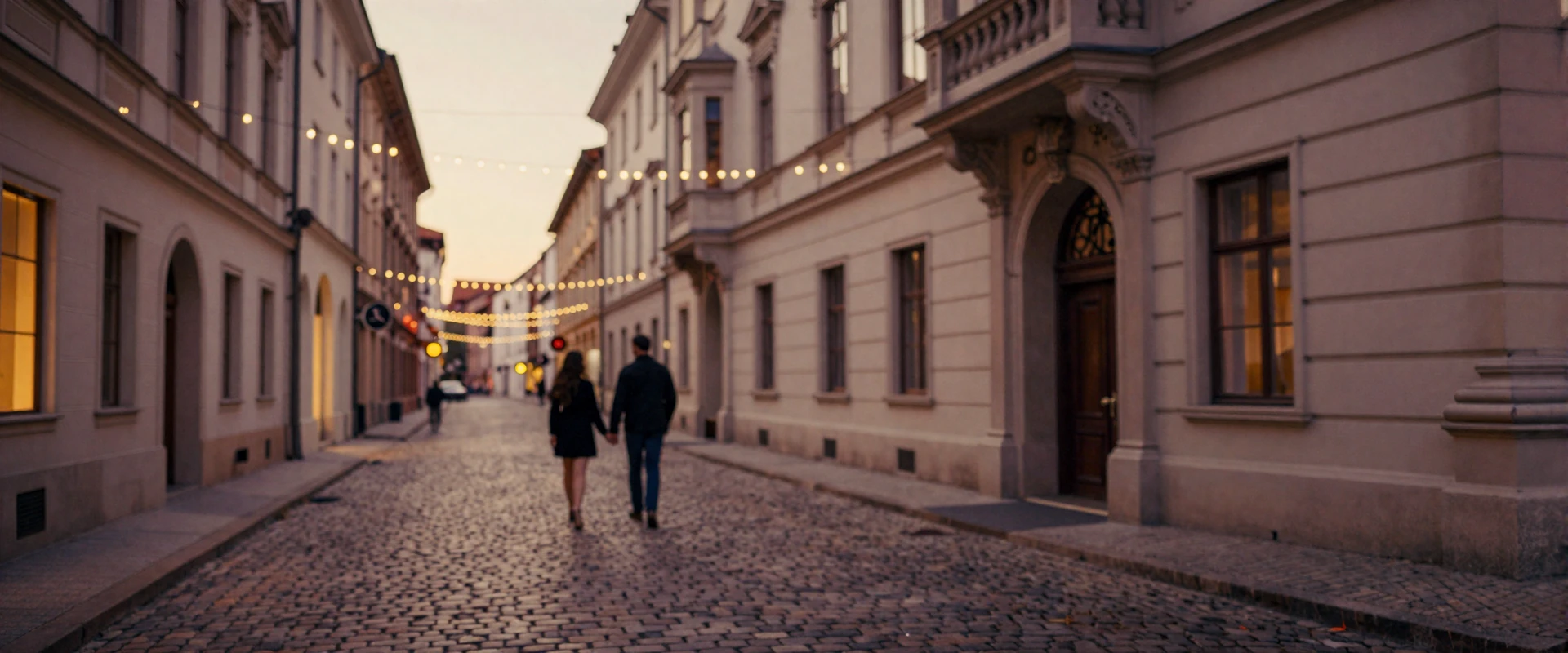 Romantic European cityscape at golden hour representing the journey to meeting Slavic women